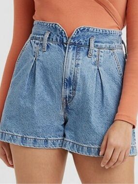Levis Relaxed A line High-Waist Blue Denim Shorts